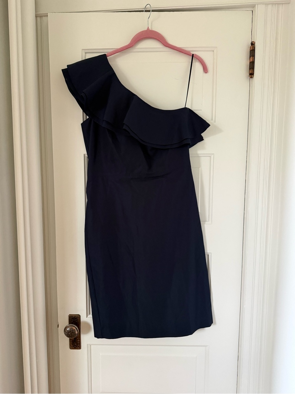 J. Crew Navy One-Shoulder Ruffle Dress NWT Size 6Tall